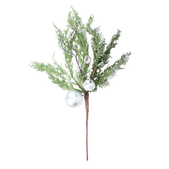 Northlight 22" Iced Cedar Artificial Christmas Spray with Silver Ornaments and Bells | Target