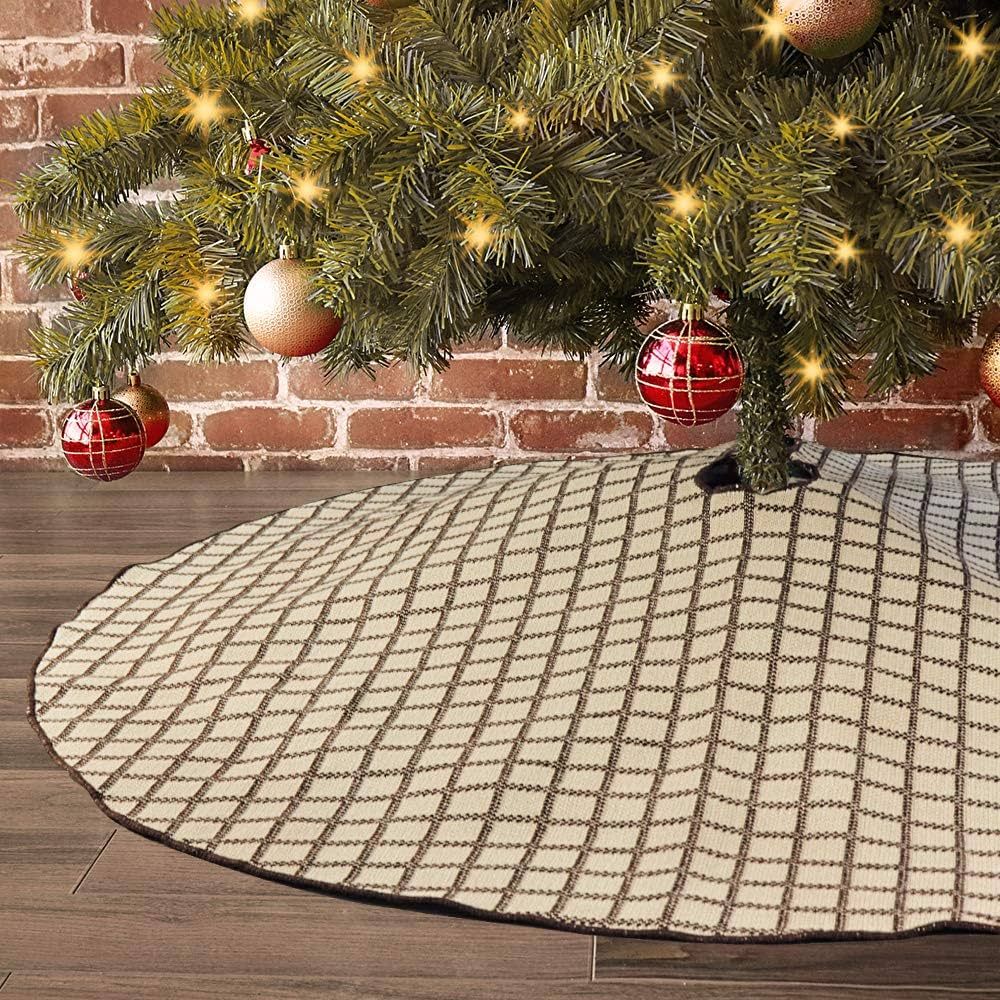 Amazon.com: LimBridge Christmas Tree Skirt, 48 inch Knitted Christmas Decorations with Buffalo Pl... | Amazon (US)