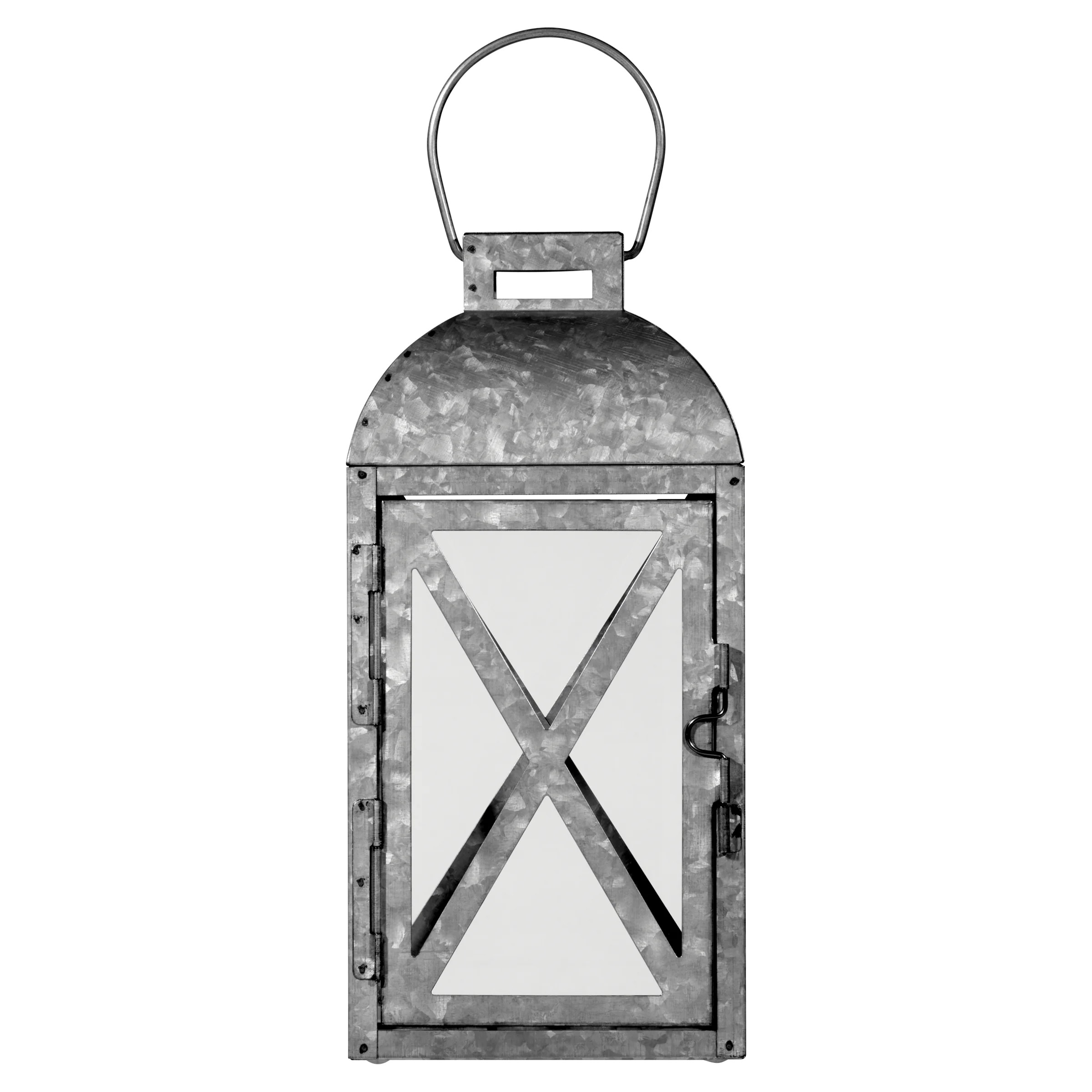 Mainstays Medium Galvanized Metal Candle Holder Lantern, Antique Gray | Walmart (US)
