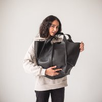 Leather Slouchy Hobo Bag ~ Black Shopper Shoulder Handmade Handbag Women Work | Etsy (US)