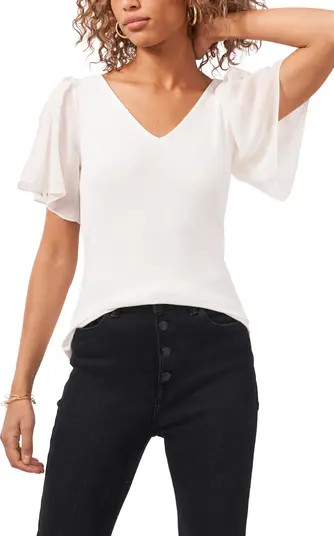 Flutter Sleeve Rib Knit T-Shirt | Nordstrom