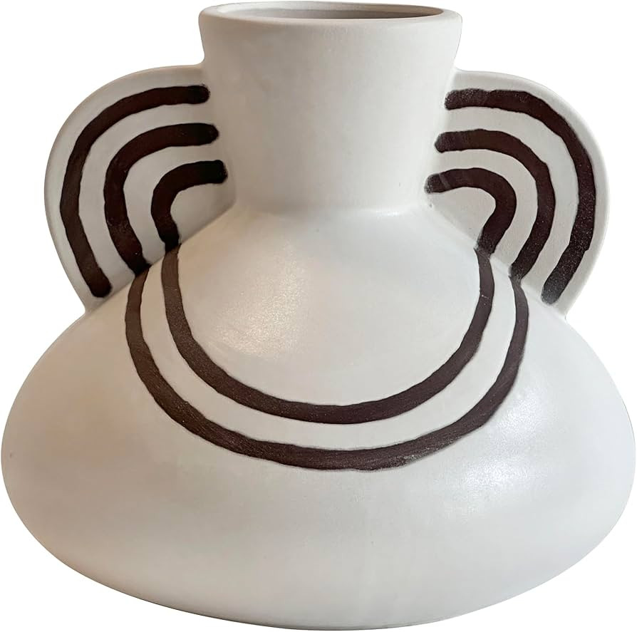 Ceramic Line Art Wide-Bodied Vase | Amazon (US)
