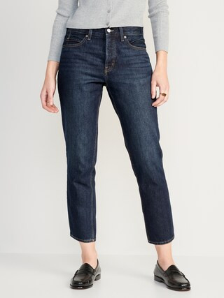 High-Waisted Button-Fly Slouchy Straight Cropped Jeans for Women | Old Navy (US)