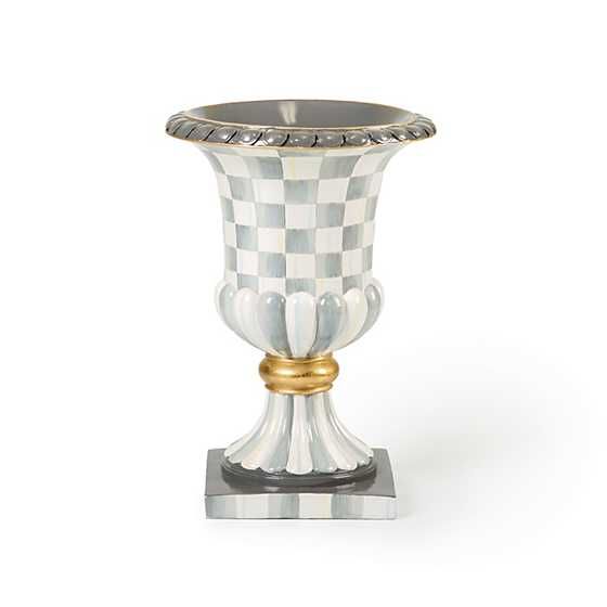Sterling Check Pedestal Tabletop Urn | MacKenzie-Childs