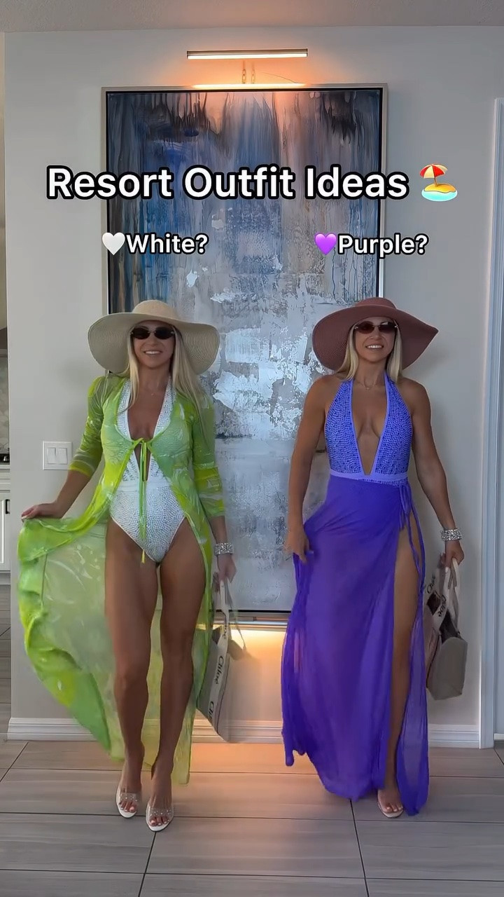 Proof that the cover-up can completely change the look of a swimsuit. ✨ I went colorful and flowy over the white one-piece, then kept the purple look more monochromatic with a matching long sarong. Both swimsuits are older pieces from my closet, but styling them differently makes them feel new again.

resort wear, resort outfit ideas, vacation style, beach outfit ideas, swimsuit styling, one piece swimsuit, swimsuit cover up outfit, sarong styling, poolside outfit, tropical vacation style, beach vacation fashion

#LTKU #LTKSwim #LTKSeasonal