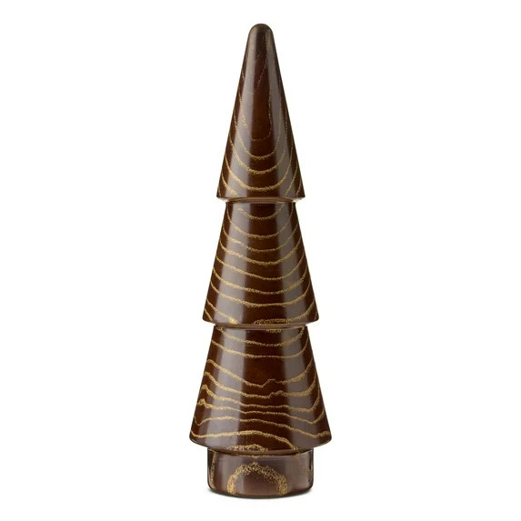 Wooden Christmas Tree Tabletop Decoration, Brown, 15.7", by Holiday Time | Walmart (US)