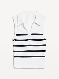 Sleeveless Rib-Knit Striped Cropped Polo for Women | Old Navy (US)