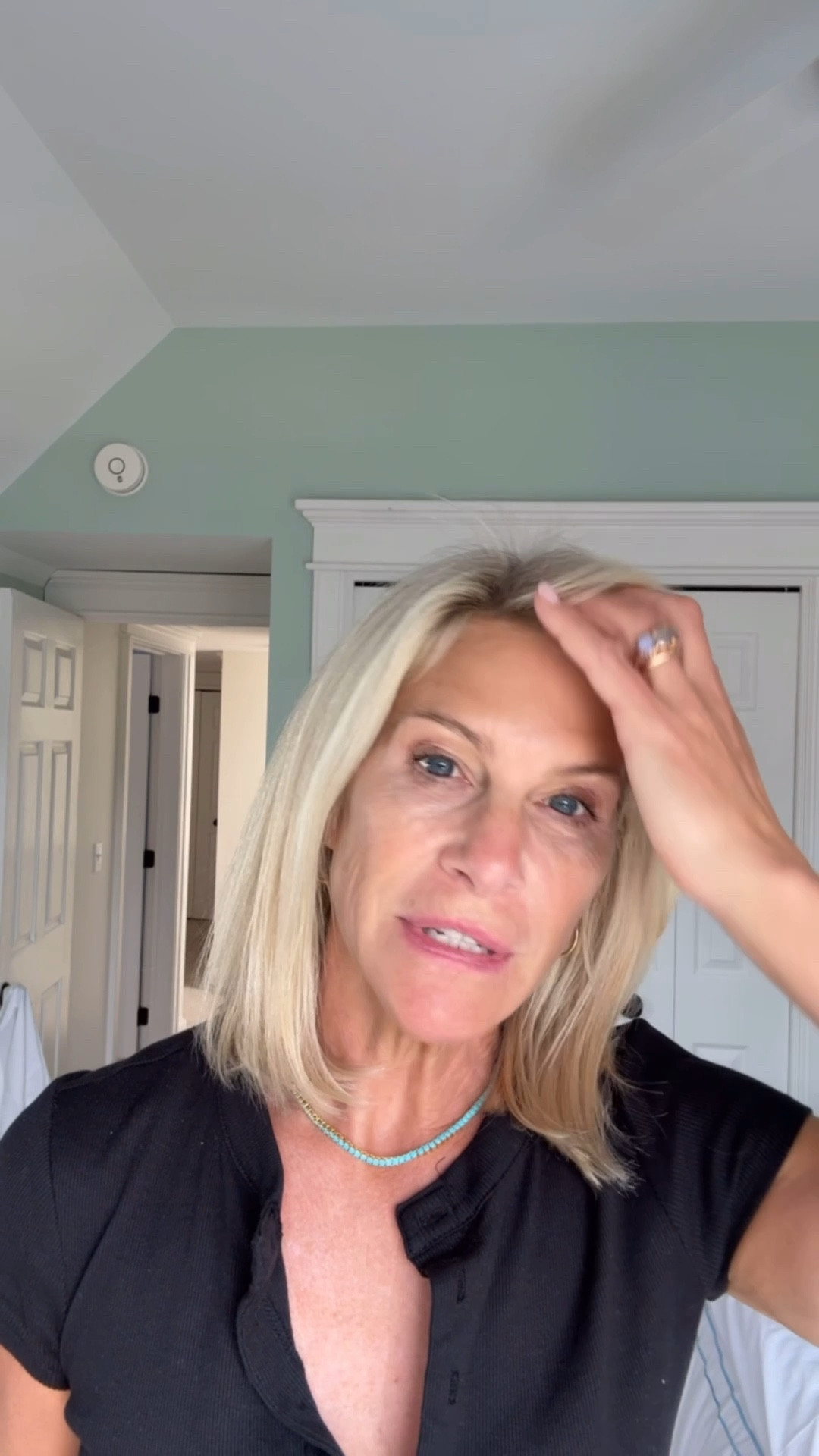 Ootd on a spring day!!  My fav slim jeans, short sleeve black tshirt, amazing tennis necklace , gold hoops and a perfect pair of beige patent leather sandals!

#LTKfoodie #LTKOver40 #LTKootd