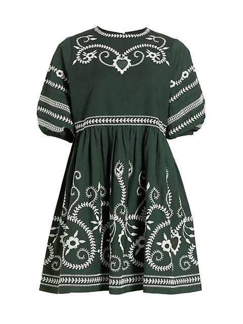 The Great The Peninsula Embroidered Minidress | Saks Fifth Avenue