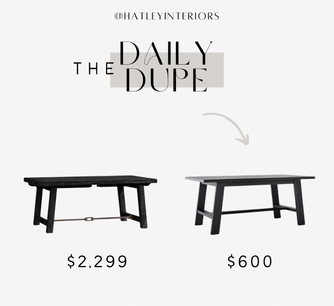 today’s daily dupe!

black rectangle dining table, black wood dining table, dining room, dining room decor, dining room table, dining table under $1000, pottery barn dupe, designer for less 

#LTKhome #LTKFind