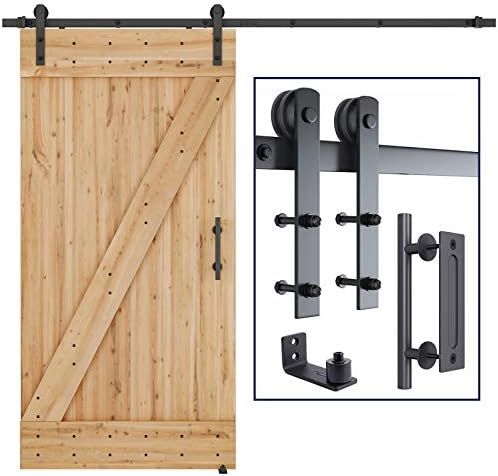 SMARTSTANDARD 8 FT Heavy Duty Sturdy Sliding Barn Door Hardware Kit, Black, (Whole Set Includes 1... | Amazon (US)