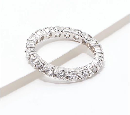 Diamonique 100-Facet Eternity Band Ring, 14K Clad or Sterling | QVC