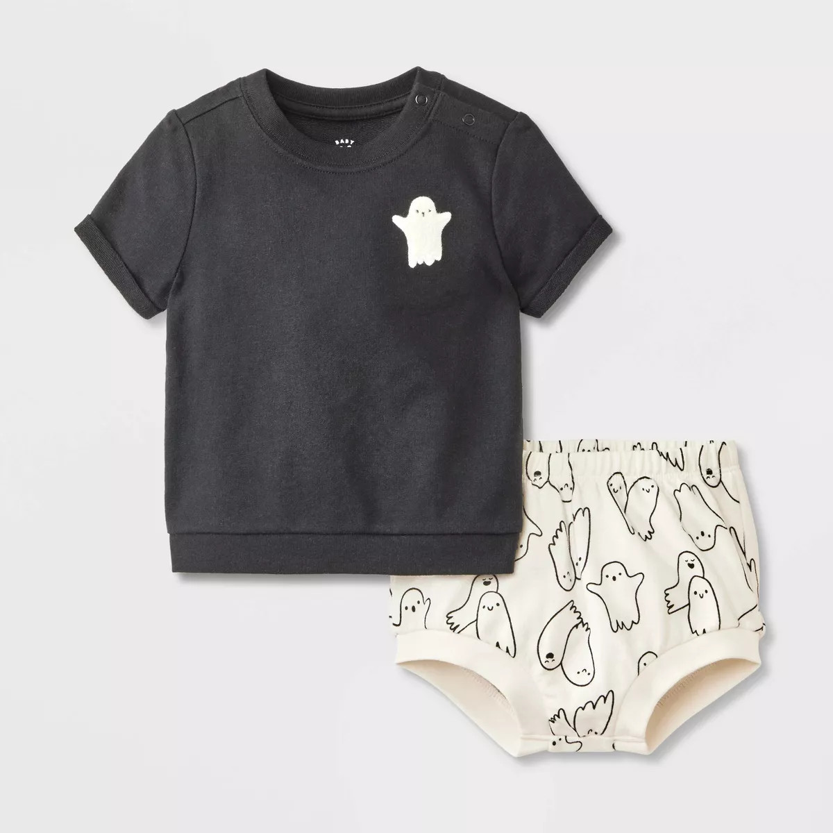 Baby 2pc Halloween Ghost Friends T-Shirt & Bloomer Set - Cat & Jack™ Black | Target