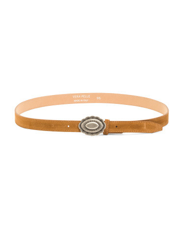 Made In Italy Suede Round Buckle Belt | TJ Maxx