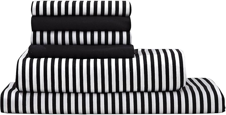 Virah Bella Striped 6-Piece Queen Sheet Set - Deep Pocket Luxury Hotel Quality Bedding, Stain & W... | Amazon (US)