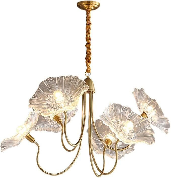Modern Nordic Chandeliers with 6-Lights,Lotus Leaf Glass Pendant Lights Fixtures Hanging Lamp,Fre... | Amazon (US)