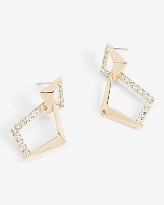 Interlocking Diamond Rhinestone Drop Earrings | Express