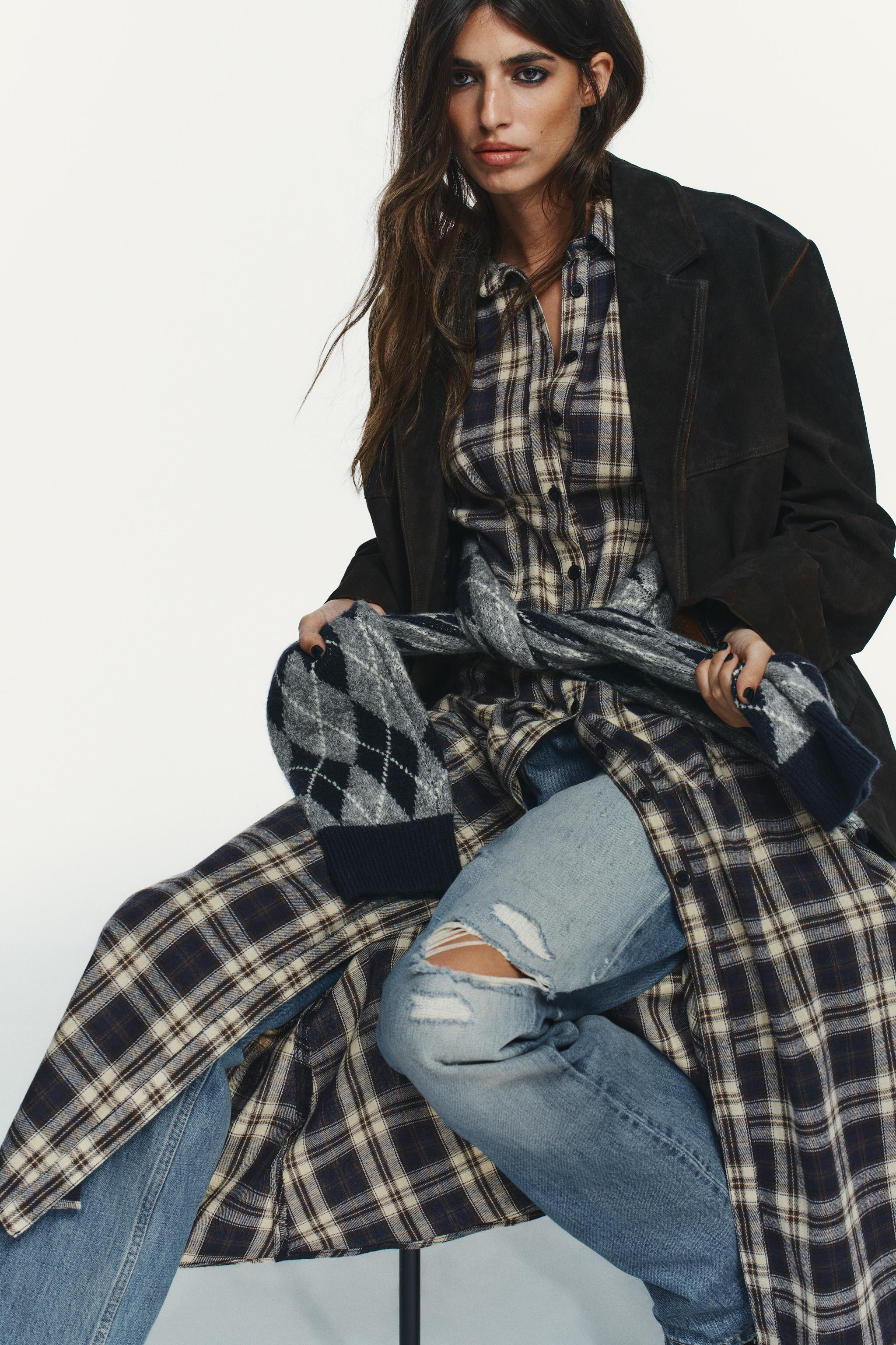 CHECKED PLEATED MIDI DRESS | Zara UK