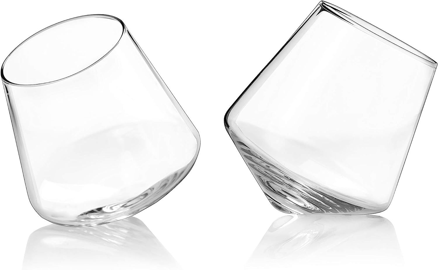 Viski Rolling Wine angled crystal glass tumblers, statement glassware, cocktail drinkware, Clear,... | Amazon (US)