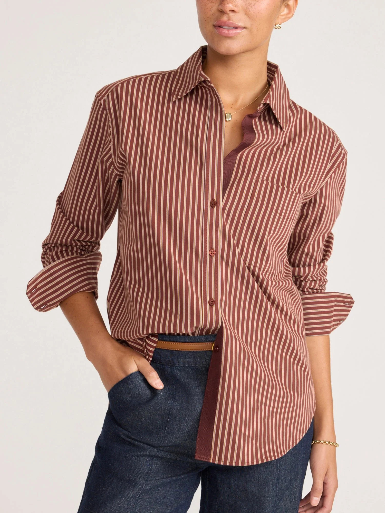 Women's Everyday Shirt in Maroon Stripe | Brochu Walker | Brochu Walker