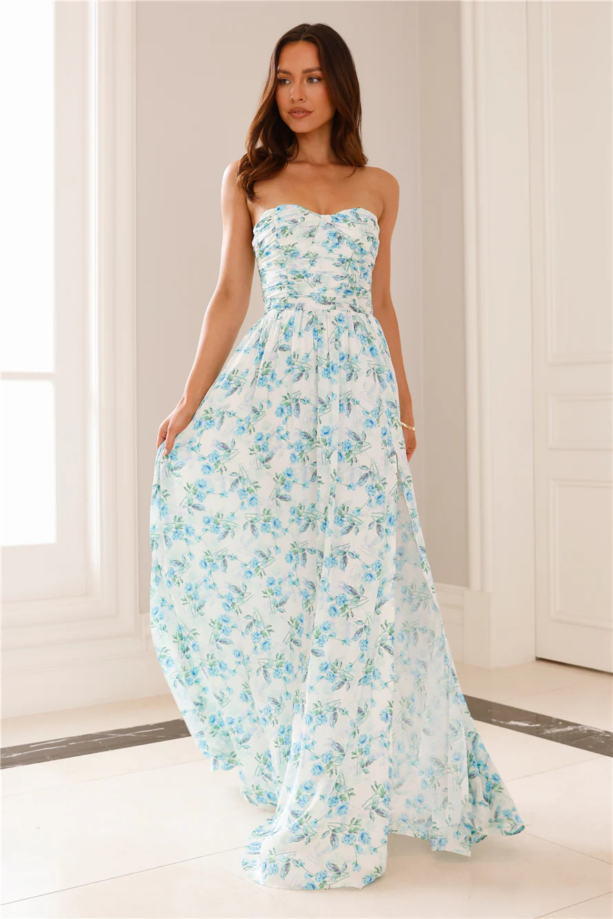 Dainty Events Strapless Maxi Dress Blue | Hello Molly (AU)