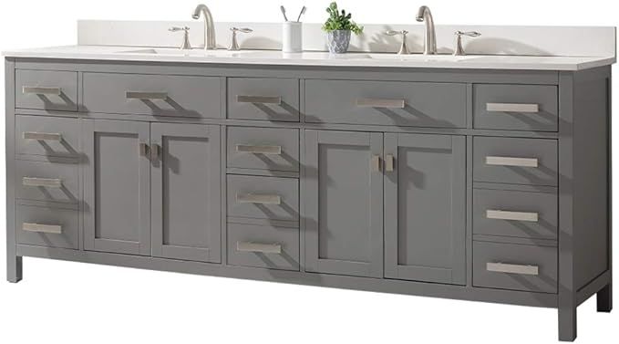 Design Element V01-84-GY Valentino Pre-assembled Double Sink Bathroom Vanity Set, Gray | Amazon (US)