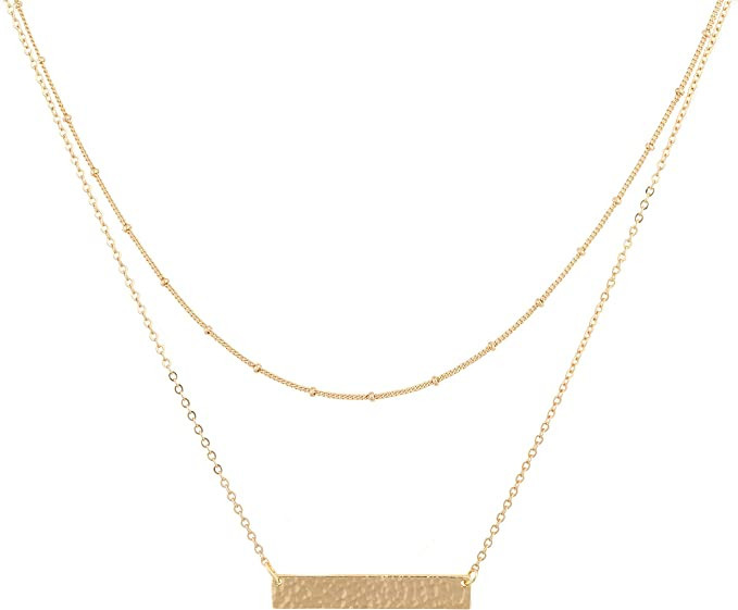 MEVECCO Layered Heart Necklace Pendant Handmade 18k Gold Plated Dainty Gold Choker Arrow Bar Laye... | Amazon (US)