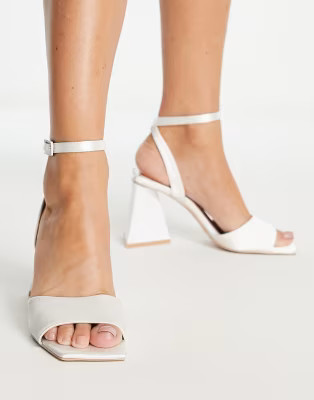 Be Mine Bridal Monika flare heel sandals in ivory | ASOS | ASOS (Global)