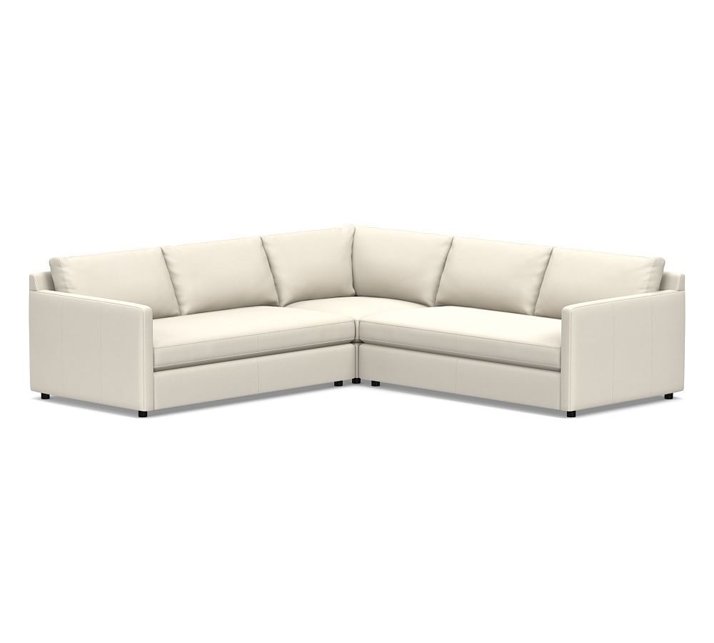 Pacifica Square Arm Leather 3-Piece L-Shaped Sectional | Pottery Barn (US)