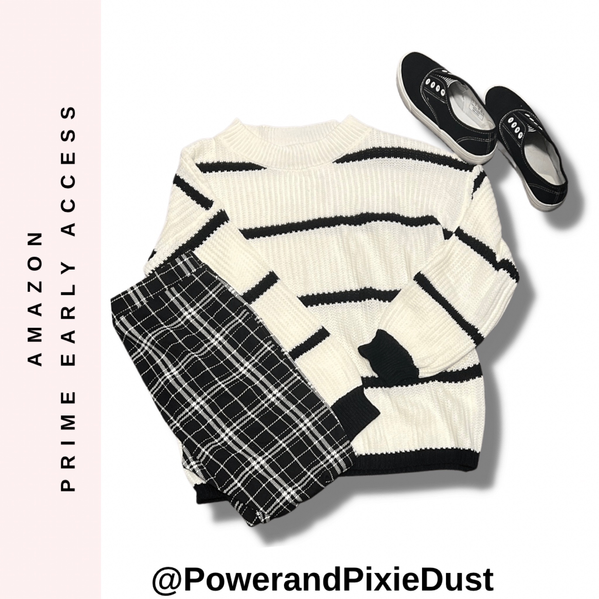 Casual Fall outfit from #amazonfashion just in time for their #primeearlyaccess stylish checkered leggings, cozy black and white striped sweater, and comfortable #sliponsneakers that are right on trend #falloutfits

#LTKstyletip #LTKsalealert #LTKfit