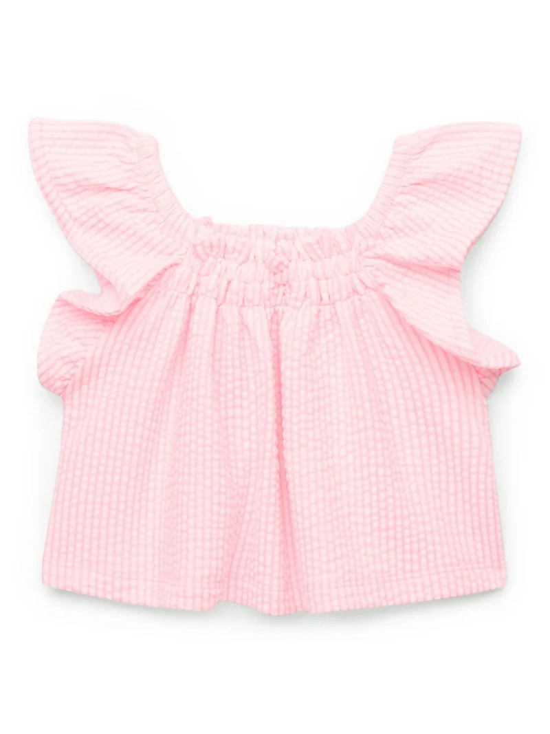 Garanimals Baby Girl Seersucker Flutter Ruffle Top, Sizes 0-24 Months | Walmart (US)