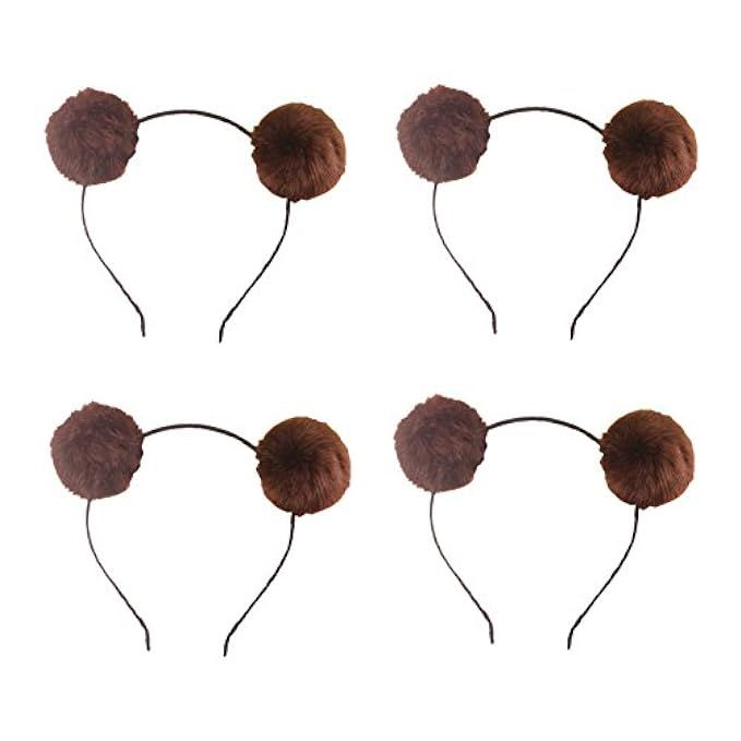 Headband Bear Ears Fluffy Furry Soft Ball Cute Fashion Hoop Hairband Halloween Christmas Party Birth | Amazon (US)