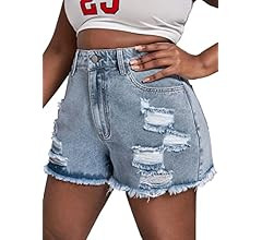 GAGELE Plus Size Denim Shorts Women High Waisted Stretch Summer Jean Shorts | Amazon (US)
