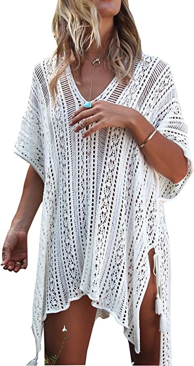 Wander Agio Beach Swimsuit for Women Sleeve Coverups Bikini Cover Up Net | Amazon (US)