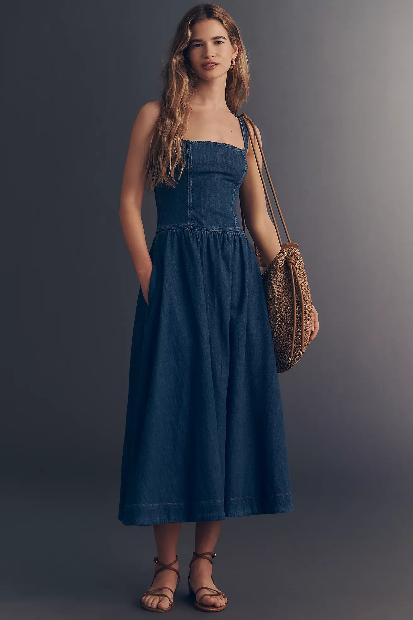 Reformation Janu Organic Cotton Denim Midi Dress | Anthropologie (US)
