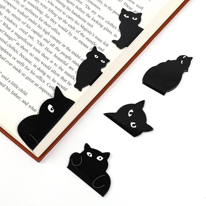 Black Cat 6 Pcs Magnetic Bookmark Clips Set - Cute Cat Book Markers for Women, Teachers, Students... | Amazon (US)
