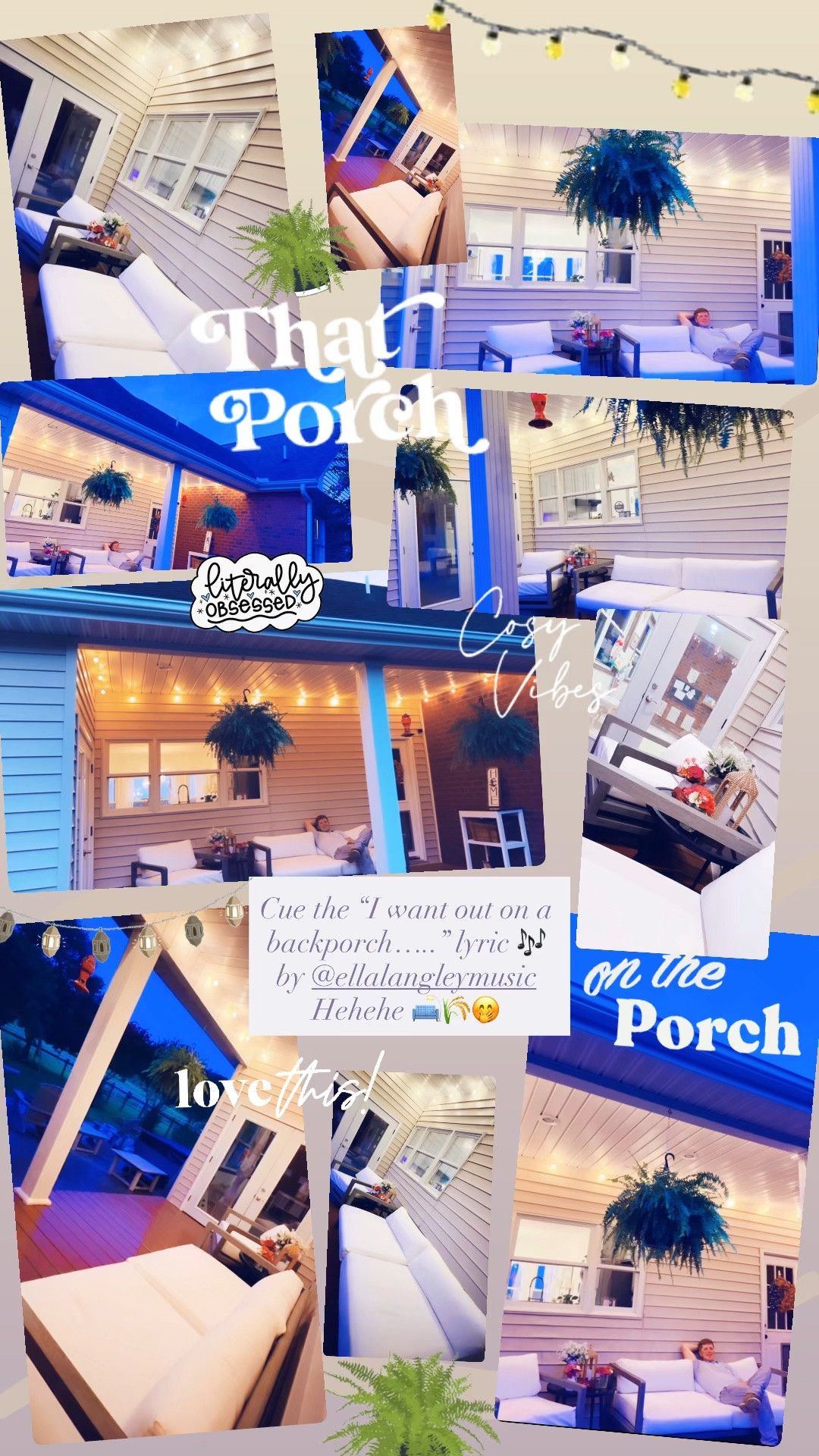 Cue the “I want out on a backporch…..” lyric 🎶 by @ellalangleymusic Hehehe 🛋️🌾🤭