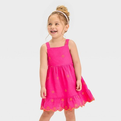Toddler Girls' Twinkle Gauze Dress - Cat & Jack™ Peach Orange 12M | Target
