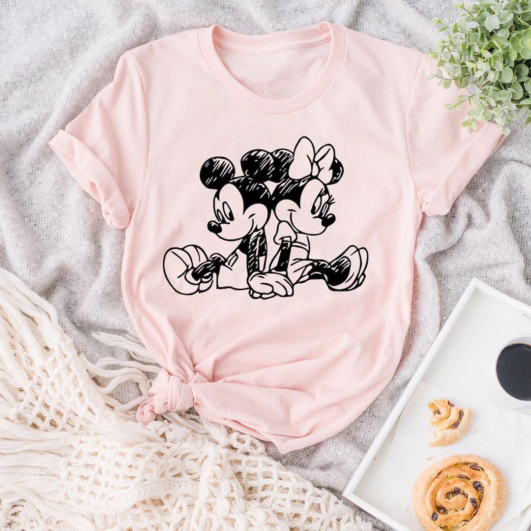 Vintage Mickey and Minnie Shirt, Mickey Sketch, Minnie Sketch, Vintage Mickey Minnie, Disney Fami... | Etsy (US)