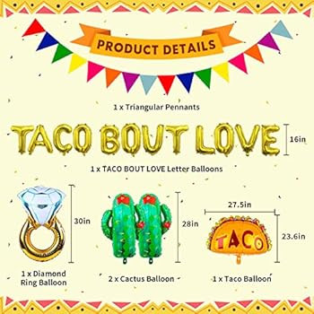 Taco Bout Love Bridal Shower Decorations Fiesta Bachelorette Decorations Bachelorette Party Favor... | Amazon (US)