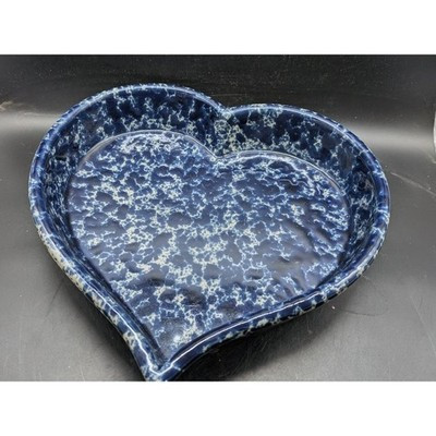 Large Bennington Potters Blue Agate Spongeware Heart Baker Dish Vermont Pottery | eBay | eBay US