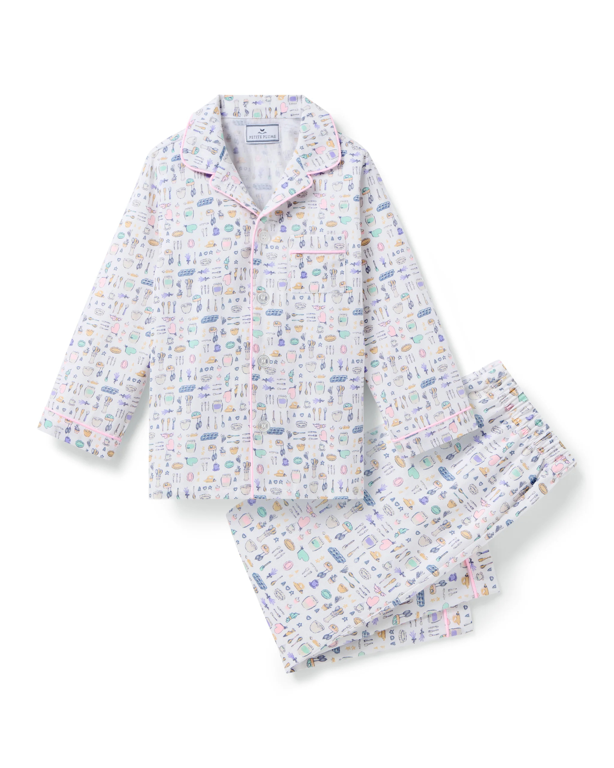 Kid's Twill Pajama Set in Baking Spirits Bright | Petite Plume