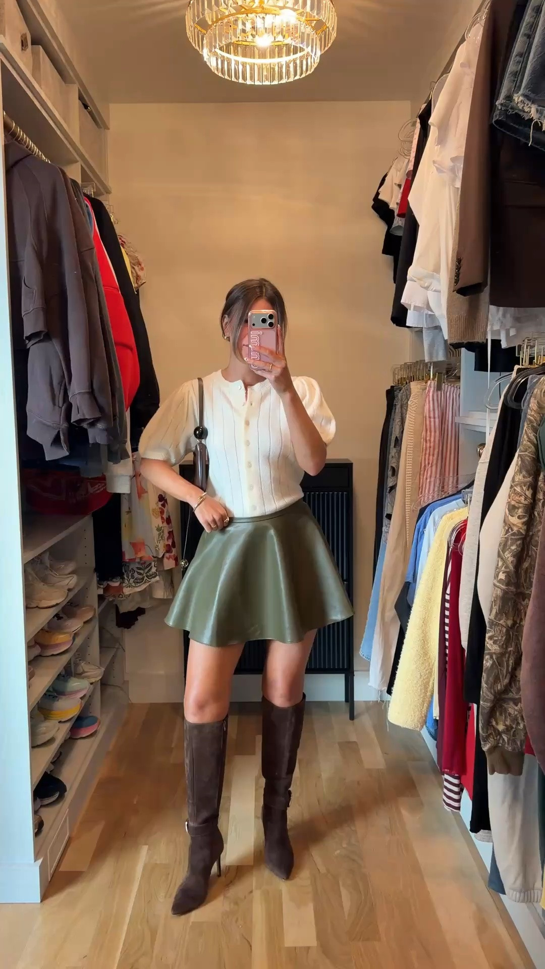 nordstrom sale fall transitional skort styled with ivory ribbed short-sleeve cardigan, brown suede knee-high boots everyday occasion outfit  🍂

I’m 5’4” and wearing my usual smalls in most
sized down in skort: xs 
sized down in white tee: xs

date night, family photos, dinner outfit, skort outfits, casual skort outfits, summer skort outfits, nordstrom skorts, everyday skort outfits
fall outfits, fall dresses, autumn outfits, sweater dresses, midi dresses, long sleeve dresses, casual outfits, thanksgiving outfits, family photo outfits, date night outfits, work outfits, fall fashion, autumn fashion, cozy outfits, transitional outfits, neutral outfits, everyday outfits, weekend outfits, women’s fashion, affordable fashion

#LTKgrwm #LTKSeasonal #LTKootd