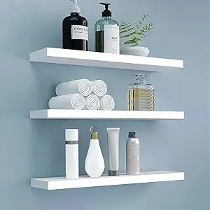 BHFOW White Floating Shelves for Wall,Invisible Wall Mounted Shelf Set of 3,White Shelves for Bat... | Amazon (US)