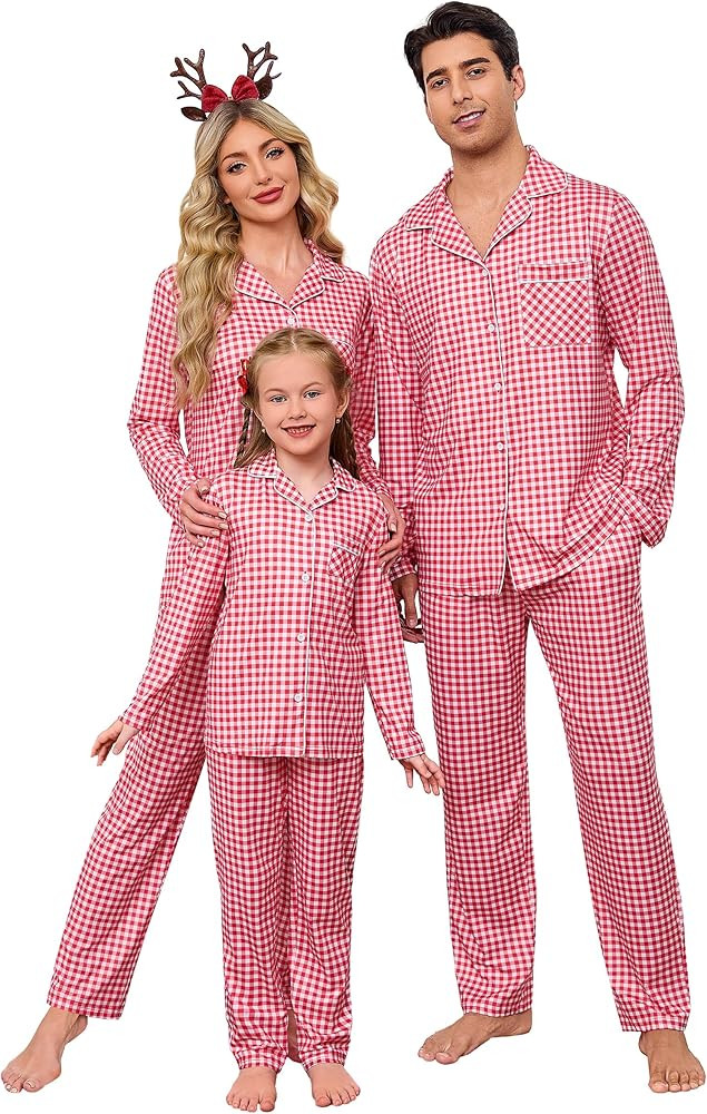 iClosam Christmas Family Matching Pajamas Set Long Sleeve Button Down Pjs Festival Party Sleepwea... | Amazon (US)
