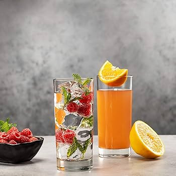 Godinger Highball Drinking Glasses, Italian Made Tall Glass Cups, Water Glasses Drinking Set, Coc... | Amazon (US)