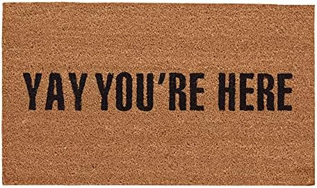 Amazon.com: Generic Yay You're Here Coir Doormat, Natural : Patio, Lawn & Garden | Amazon (US)