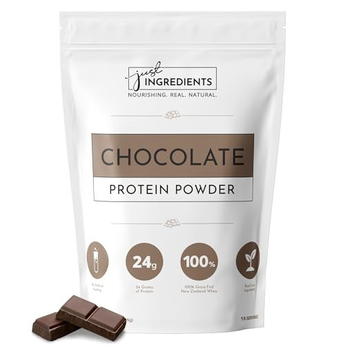 JUST INGREDIENTS Protein Powder - Chocolate, Grass-Fed Whey, Organic Whole Food Blend - 15 Servings, 24g Protein | Amazon (US)