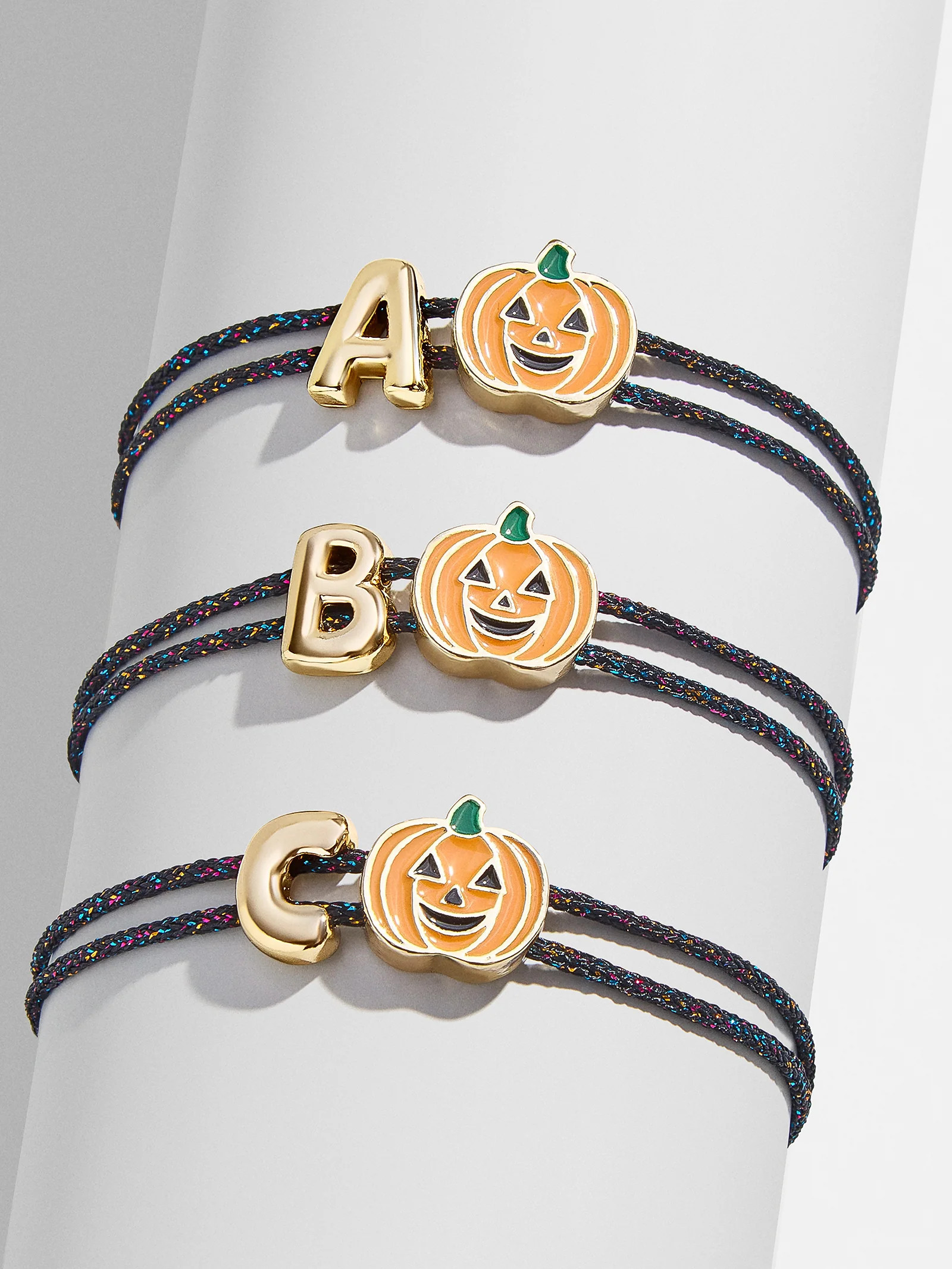 Kids' Halloween Initial Bracelet - Black/Orange | BaubleBar