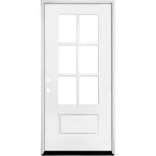 Steves & Sons 36 in. x 80 in. Legacy 6 Lite 3/4 Lite Clear Glass Right Hand Inswing White Primed ... | The Home Depot